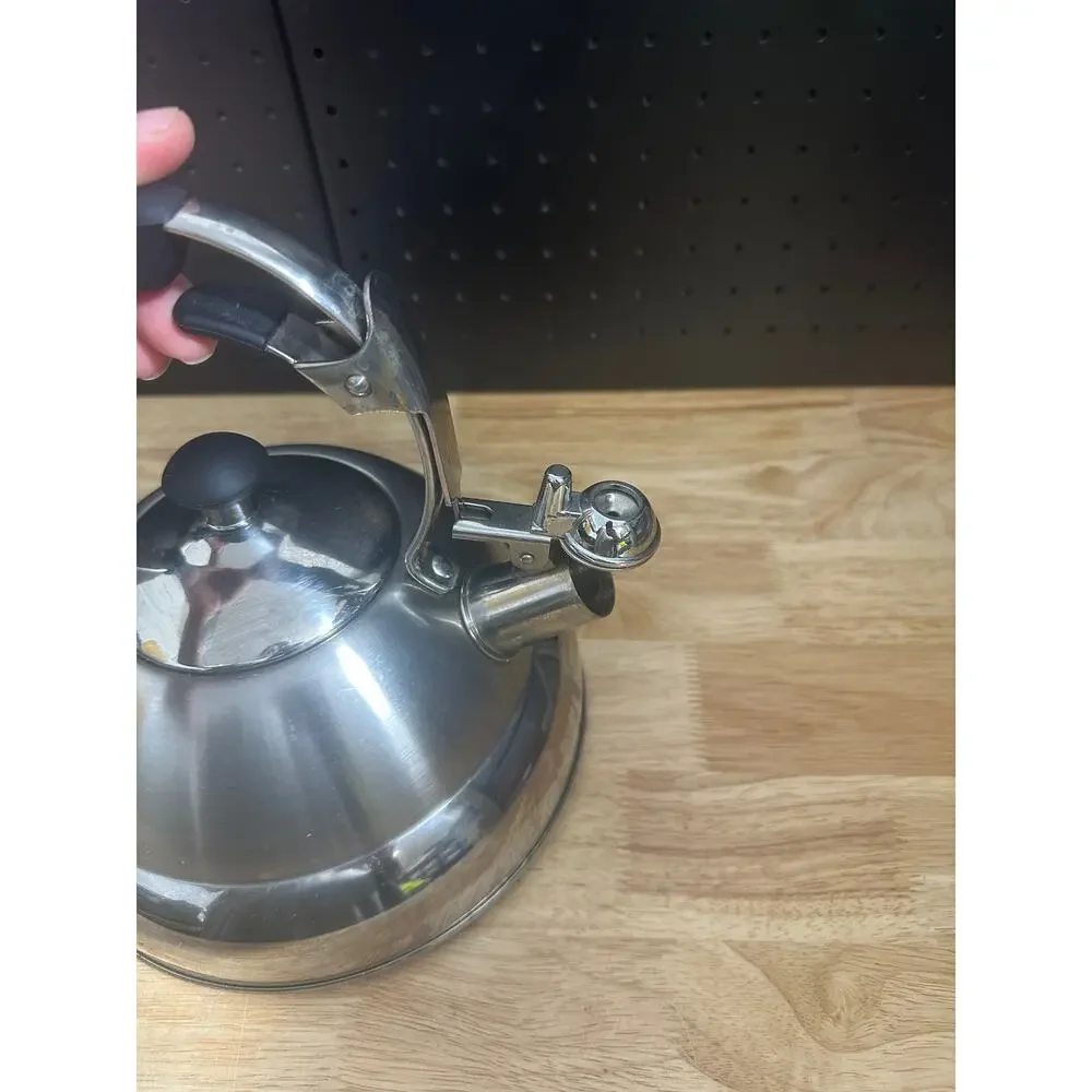 TRAMONTINA 18/10 Stainless Steel 2 QT Tea Kettle With Black Handle